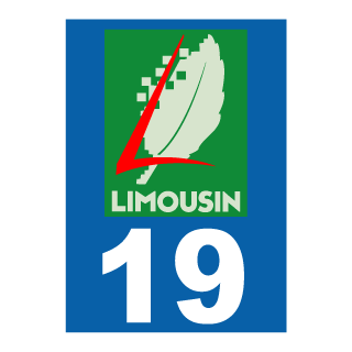 Autocollant plaque immatriculation Limousin 19