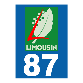 Autocollant plaque immatriculation Limousin 87