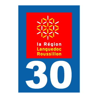 Autocollant plaque immatriculation Languedoc Roussillon 30