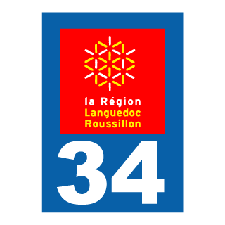 Autocollant plaque immatriculation Languedoc Roussillon 34, Hérault
