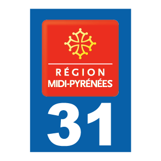 Autocollant plaque immatriculation Midi Pyrennées 31 haute garonne