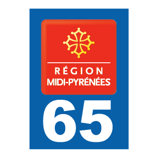 Autocollant plaque immatriculation Midi Pyrennées 65 Haute Pyrénnées