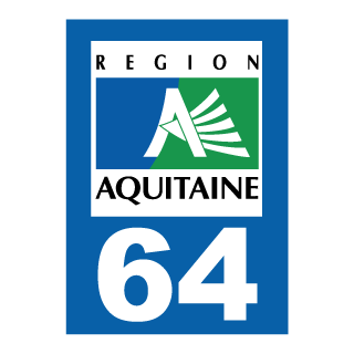 Autocollant plaque immatriculation Aquitaine 64 Pyrénnées Atlantique