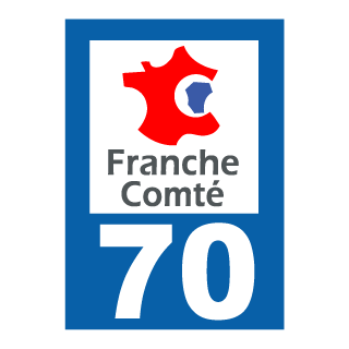 Autocollant plaque immatriculation Franche Comté 70, Haute Saone