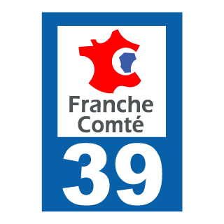 Autocollant plaque immatriculation Franche Comté 39 Jura