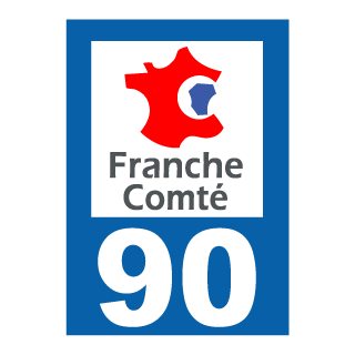 Autocollant plaque immatriculation Franche Comté 90 Territoire de Belfort