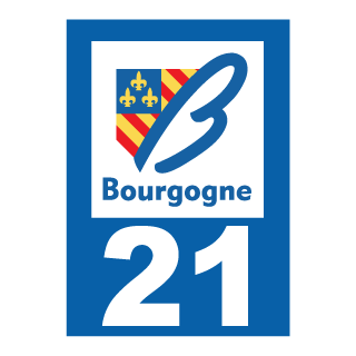Autocollant plaque immatriculation Bourgogne 21, Cotes d'Or