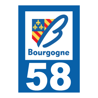 Autocollant plaque immatriculation Bourgogne 58 Nièvre