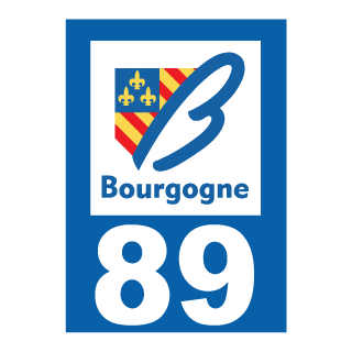 Autocollant plaque immatriculation Bourgogne 89, Yonne