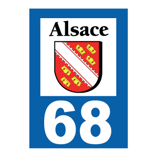 Autocollant plaque immatriculation Alsace 68 Haut Rhin