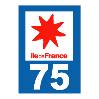 Autocollant plaque immatriculation Ile de France 75 Paris