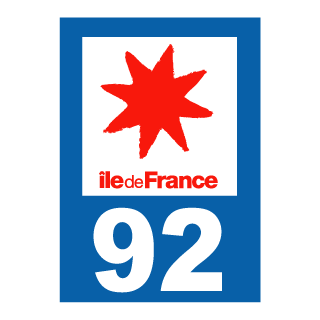 Autocollant plaque immatriculation Ile de France 92 haut de Seine