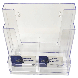 Présentoir plexiglas A4 2 compartiments ASK452 avec bac cartes de visite Autosignalétique