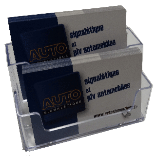 Présentoir de carte de visite 2 bacs ASK502 avec cartes Autosignalétique