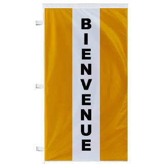 Bannière Bienvenue orange à bandes latérales