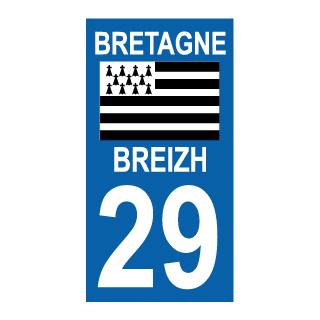 Autocollant plaque immatriculation Bretagne 29 Finistère