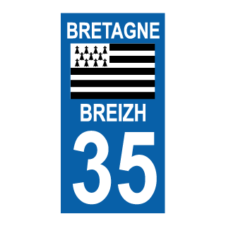 Autocollant plaque immatriculation Bretagne 35 Ile et Vilaine