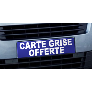 Cache plaque d'immatriculation avantage carte grise offerte bleu
