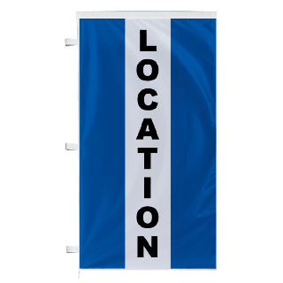 Bannière Location bleu à bandes latérales