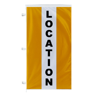 Bannière Location orange à bandes latérales