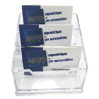 Présentoir de carte de visite 3 bacs ASK054 de face