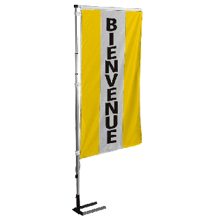 Kit mat et drapeau bienvenue jaune à bandes latérales 6 m