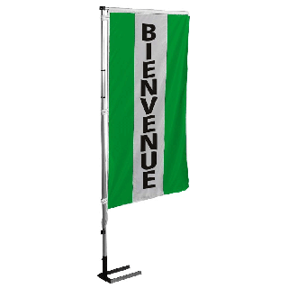 Kit mat et drapeau bienvenue vert à bandes latérales 4 m