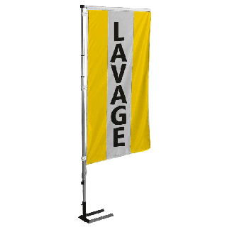 Kit mat et drapeau Lavage Jaune à bandes latérales 4 m de travers