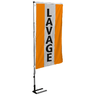 Kit mat et drapeau Lavage Orange à bandes latérales 4 m