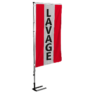 Kit mat et drapeau lavage rouge à bandes latérales 4 m de travers