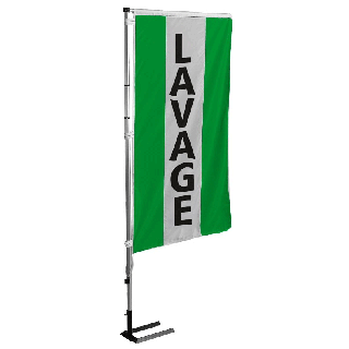 Kit mat et drapeau Lavage Vert à bandes latérales 4 m de travers