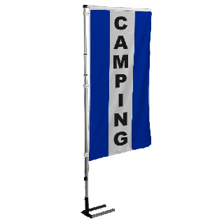 Kit mat et drapeau camping bleu à bandes latérales 5.5 m