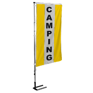 Kit mat et drapeau Camping Jaune à bandes latérales 5.5 m