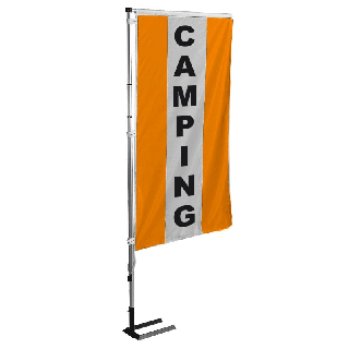 Kit mat et drapeau Camping orange à bandes latérales 6 m
