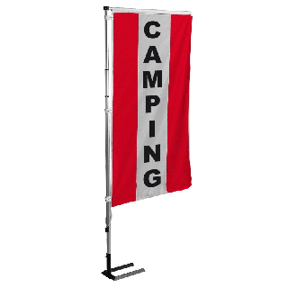 Kit mat et drapeau Camping rouge à bandes latérales 4 m