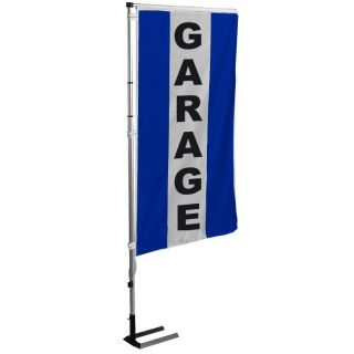 Kit mat et drapeau garage bleu à bandes latérales 6 m