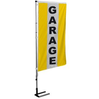 Kit mât et drapeau Garage jaune à bandes latérales 6 m