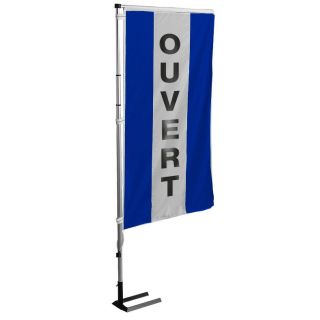Kit mat et drapeau ouvert bleu à bandes latérales 4 m
