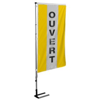 Kit mat et drapeau OUVERT jaune à bandes latérales 6 m