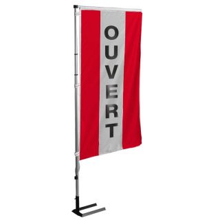 Kit mat et drapeau ouvert rouge à bandes latérales 4 m