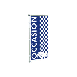 Kit mat et drapeau occasion éco bleu à damiers 6 m