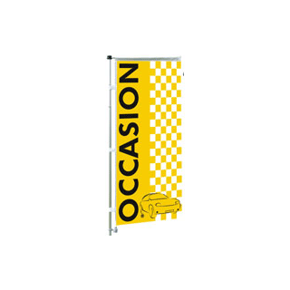 Kit mat et drapeau occasion éco jaune et noir à damiers 6 m