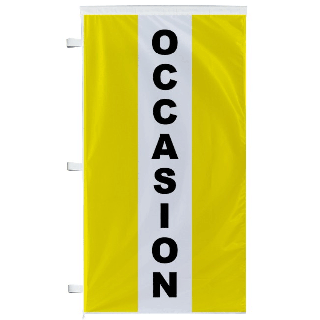 Drapeau occasion jaune à bandes latérales