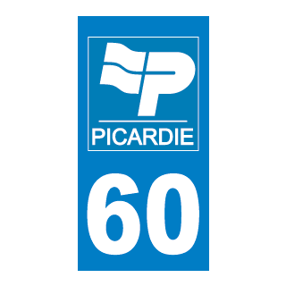 Autocollant plaque immatriculation Picardie 60 Oise