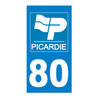 Autocollant plaque immatriculation Picardie 80 Somme