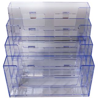 Présentoir A4 plexiglas 4 compartiments paysage ASK316 de face