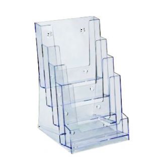 Présentoir plexiglas A5 4 compartiments ASK449 avec bac cartes de visite