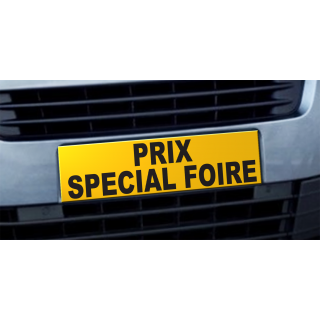 Cache plaque d'immatriculation avantage Prix Spécial Foire jaune et noir