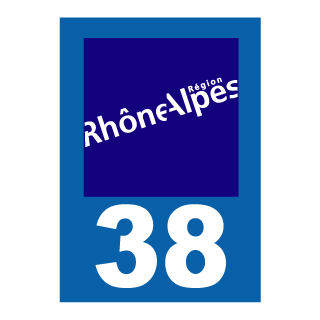 Autocollant plaque immatriculation Rhône Alpes 38 Isère