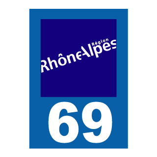 Autocollant plaque immatriculation Rhône Alpes 69